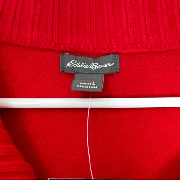 Eddie Bauer Alpine Route Essential Red Sweater 1/4 Zip Mock Neck Size Large - Picture 5 of 10